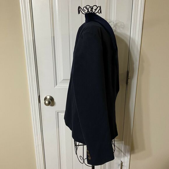 VTG SASSON Deep Navy Wool Blend Blazer Velvet Collar Single Breasted Sz 12/13 - Picture 6 of 10